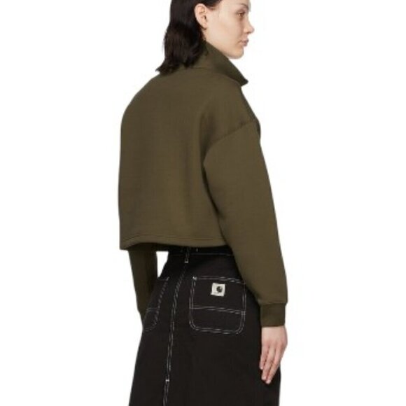 Mackage Army Green Lizia Cropped Pullover Half Zip - Picture 3 of 11